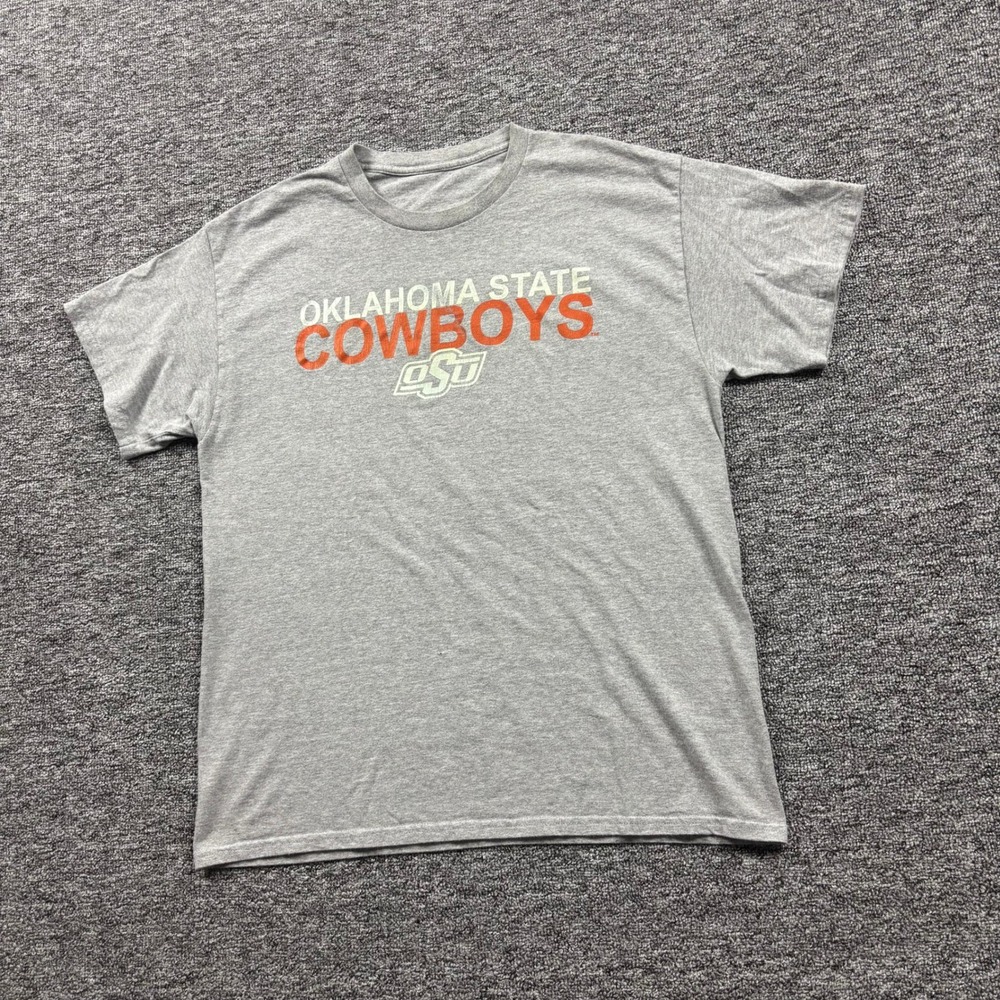 Y2K 2000s Oklahoma State Cowboys Grey Graphic T-Shirt Men's Size Large - Picture 6 of 6